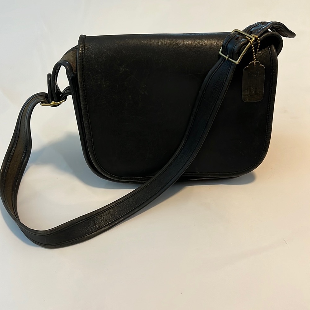 Black leather vintage coach bag